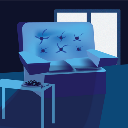 blue house - living room